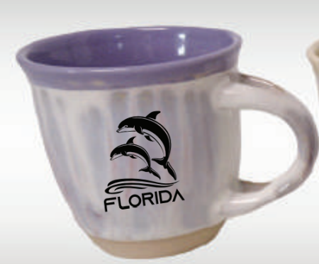 Reactive Glazed Mug with Spoon "Florida Dolphin's"  17-22 Oz