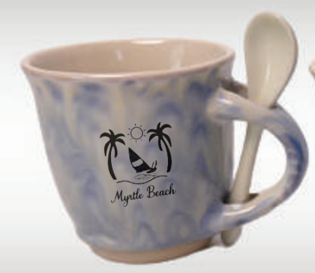 Reactive Glaze Mug with Spoon "Myrtle Beach" 17-22 OZ