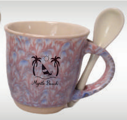 Reactive Glaze Mug with Spoon "Myrtle Beach" 17-22 OZ