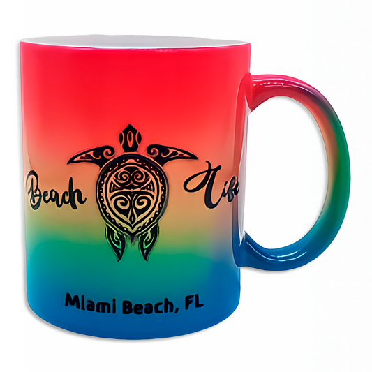 Gradient Coated Turtle Mug “Beach Life” 12 Oz