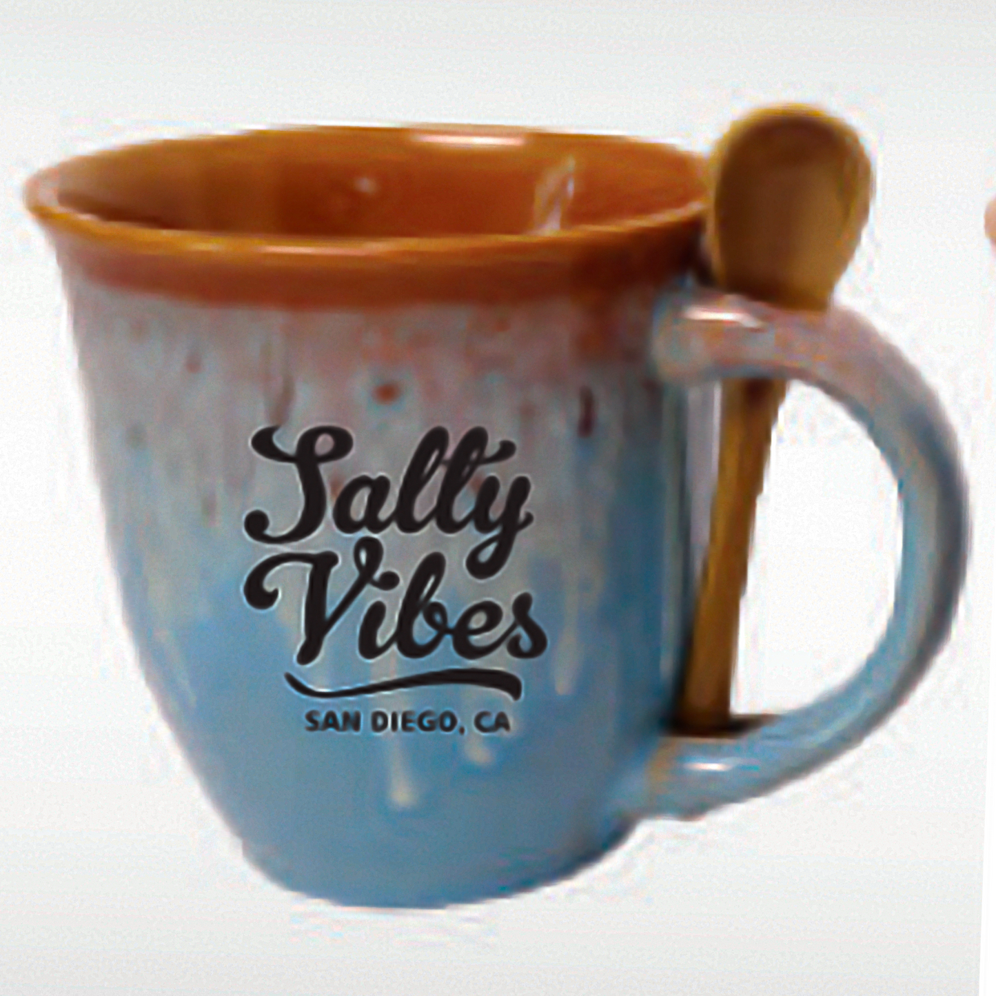 Reactive Glaze Mug with Spoon "Salty Vibes" 17-22 OZ