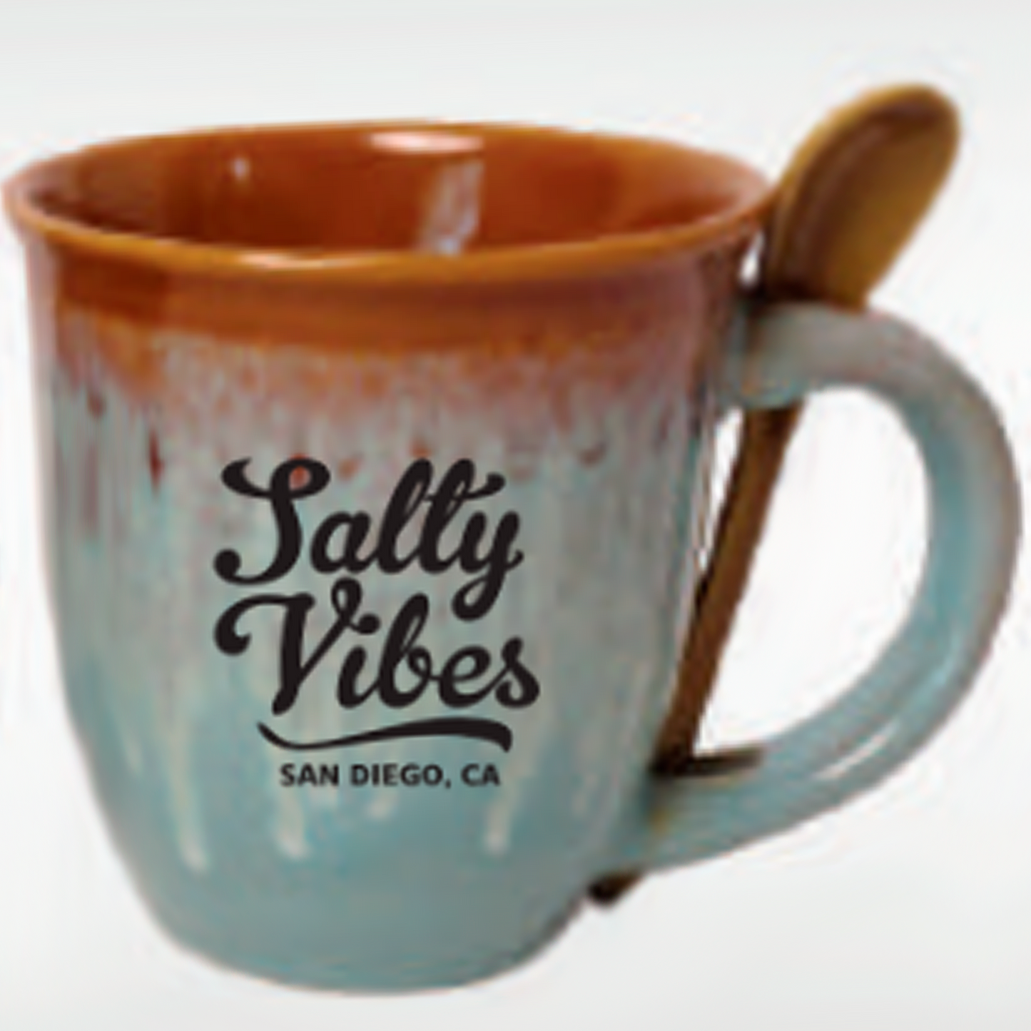 Reactive Glaze Mug with Spoon "Salty Vibes" 17-22 OZ