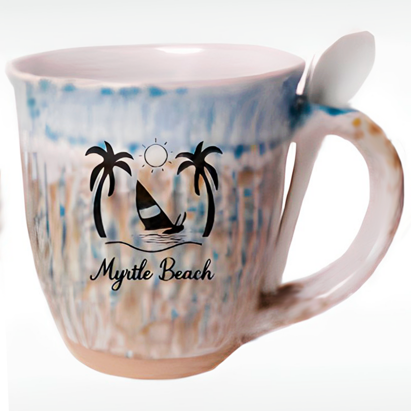 Reactive Glaze Mug with Spoon "Myrtle Beach" 17-22 OZ