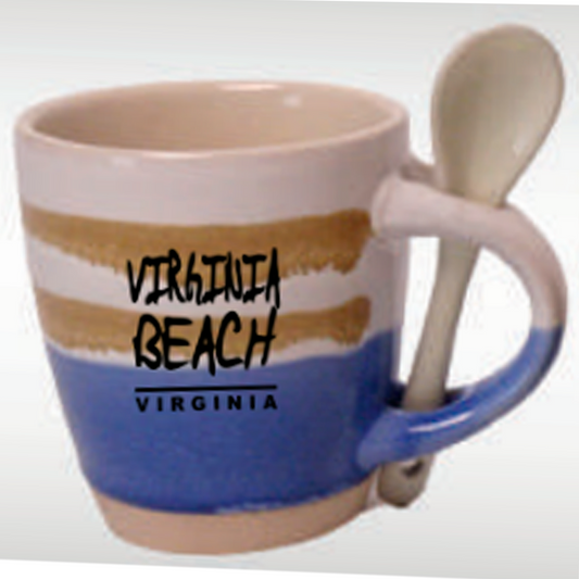 Reactive Glazed Mug with Spoon "Virginia Beach"  17-22 Oz