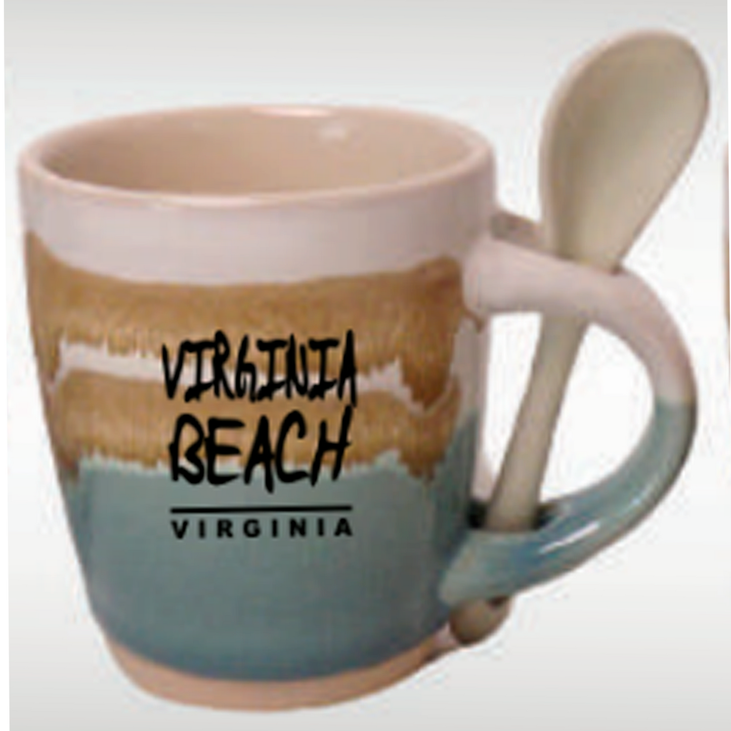 Reactive Glazed Mug with Spoon "Virginia Beach"  17-22 Oz