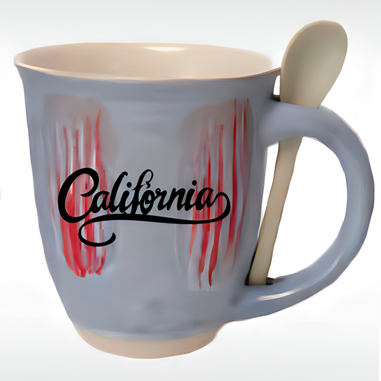 Reactive Glazed Mug with Spoon "California" 17-22 Oz