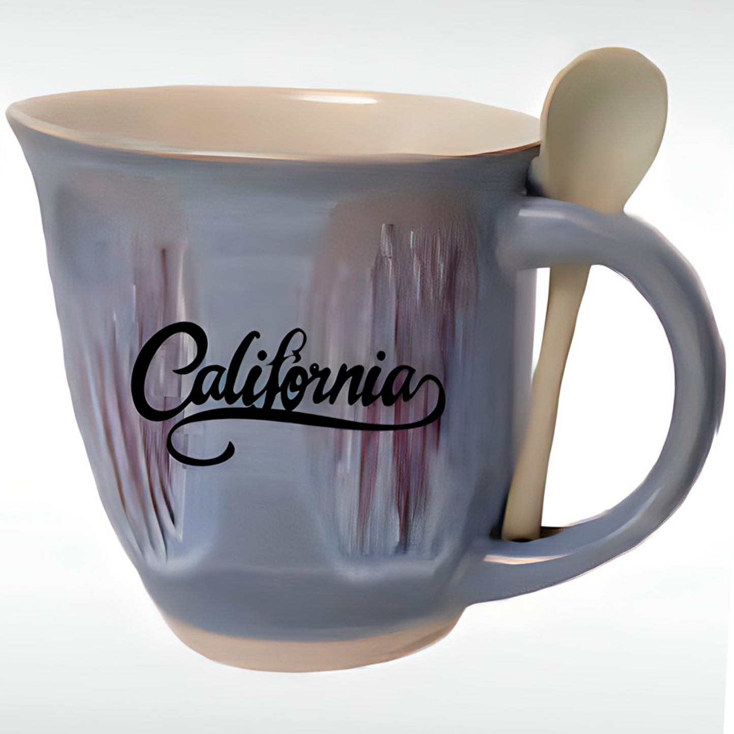 Reactive Glazed Mug with Spoon "California" 17-22 Oz