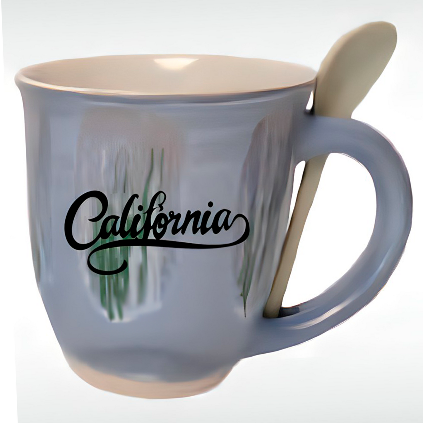 Reactive Glazed Mug with Spoon "California" 17-22 Oz