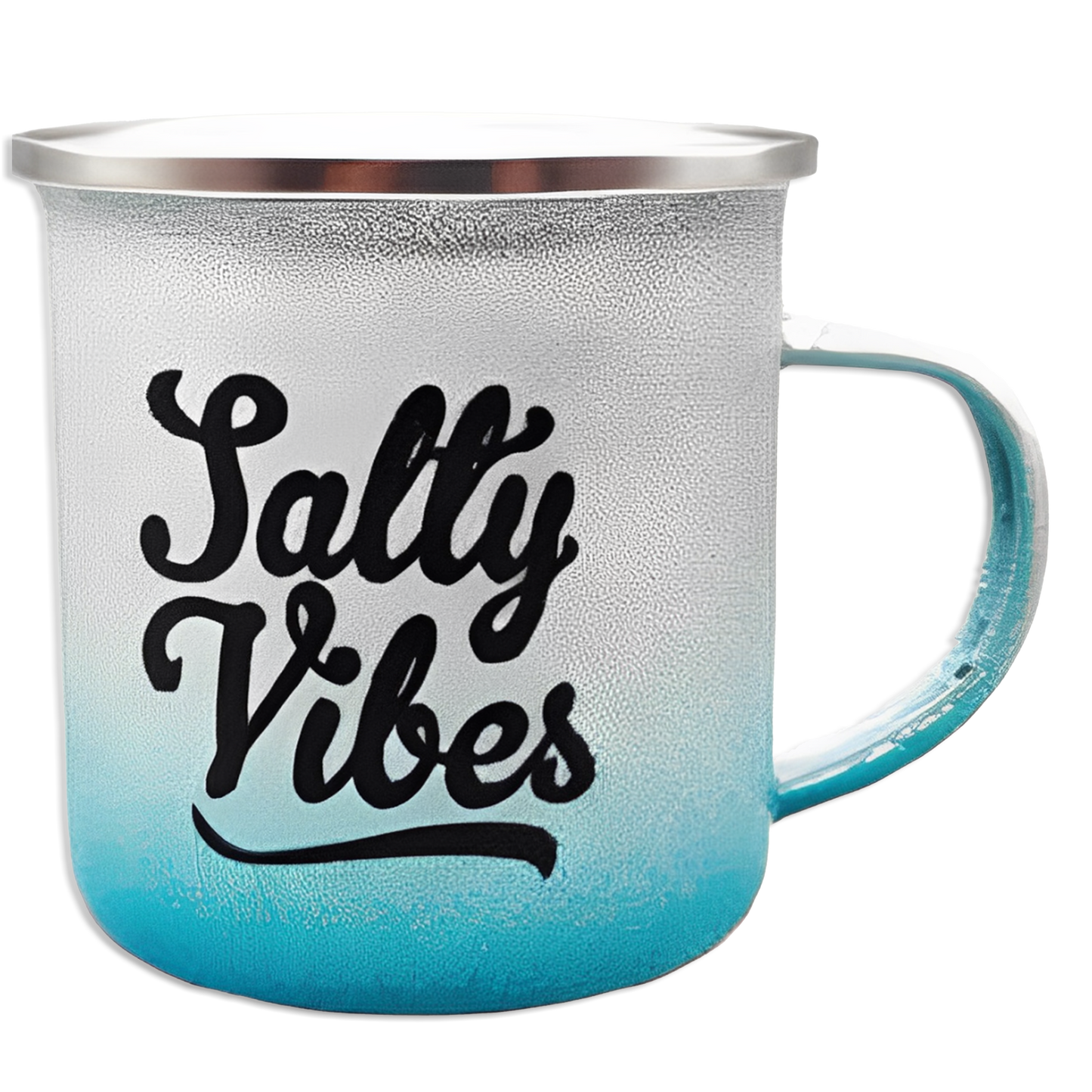 "Salty Vibes" Glitter Enamel Mug