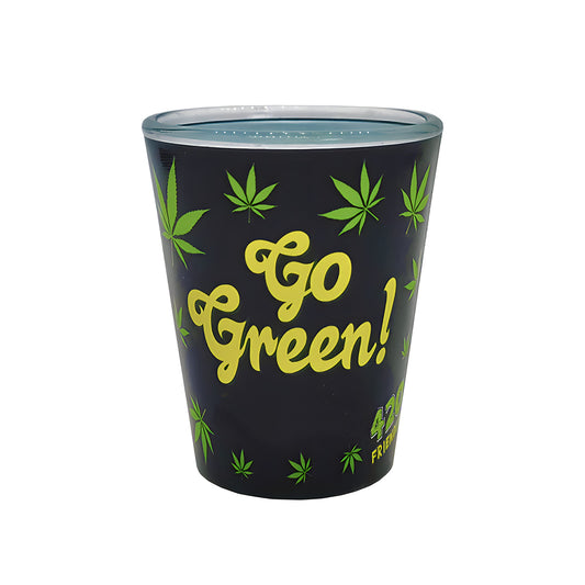 Engraved "Go Green!" Shot Glass 2 Oz