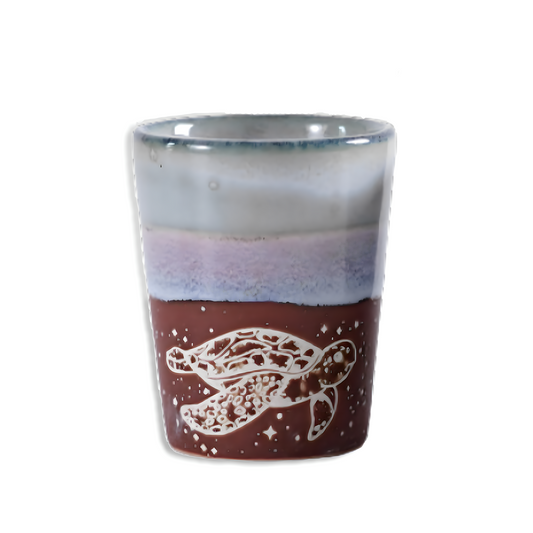 Glazed Engraved Turtle Shot Glass 2 Oz